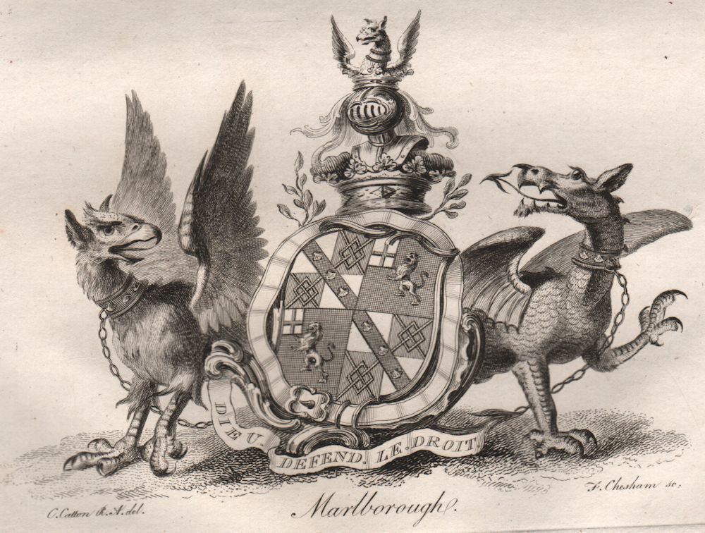 MARLBOROUGH. Coat of Arms. Heraldry 1790 old antique vintage print picture